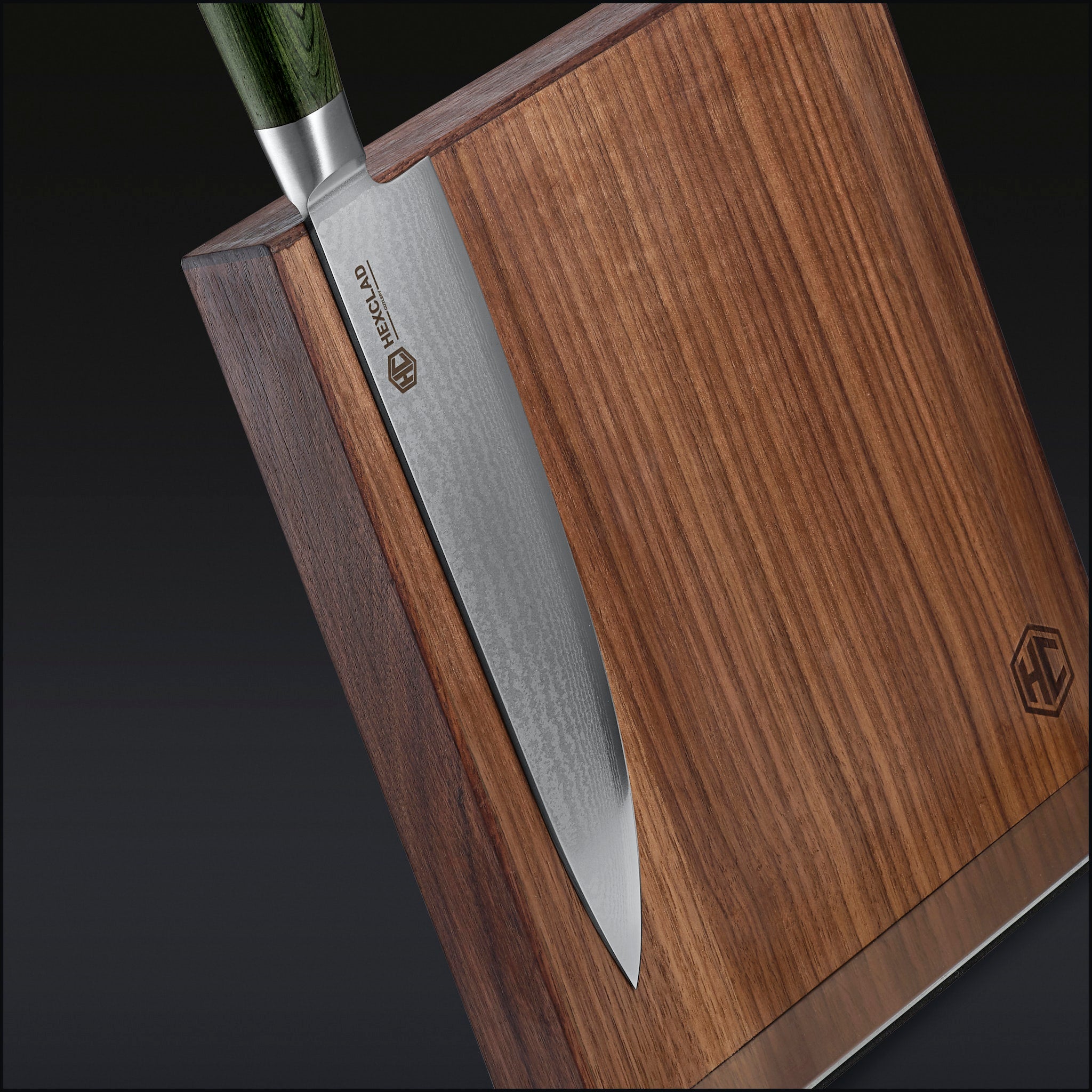 HexClad Magnetic Walnut Knife Block